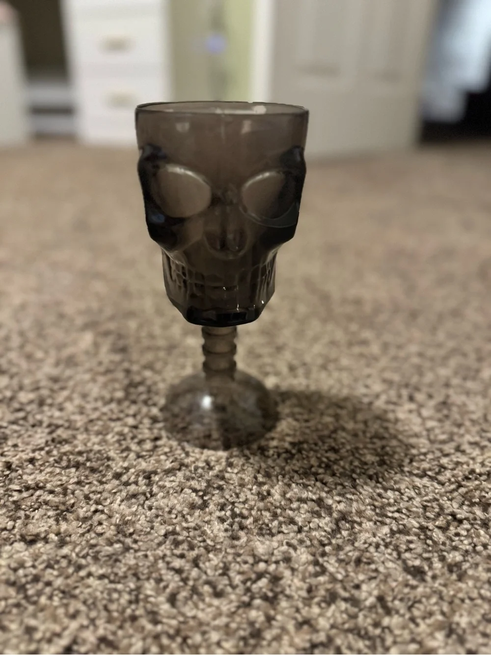 Smoky Glass Skull Goblet - Dark Gray